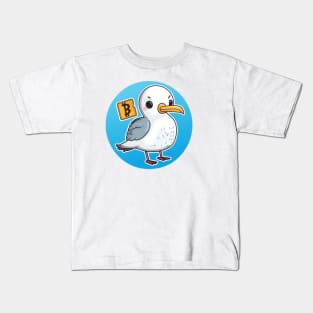 Cute Albatross with Bitcoin Bill - Cartoon Style Kids T-Shirt